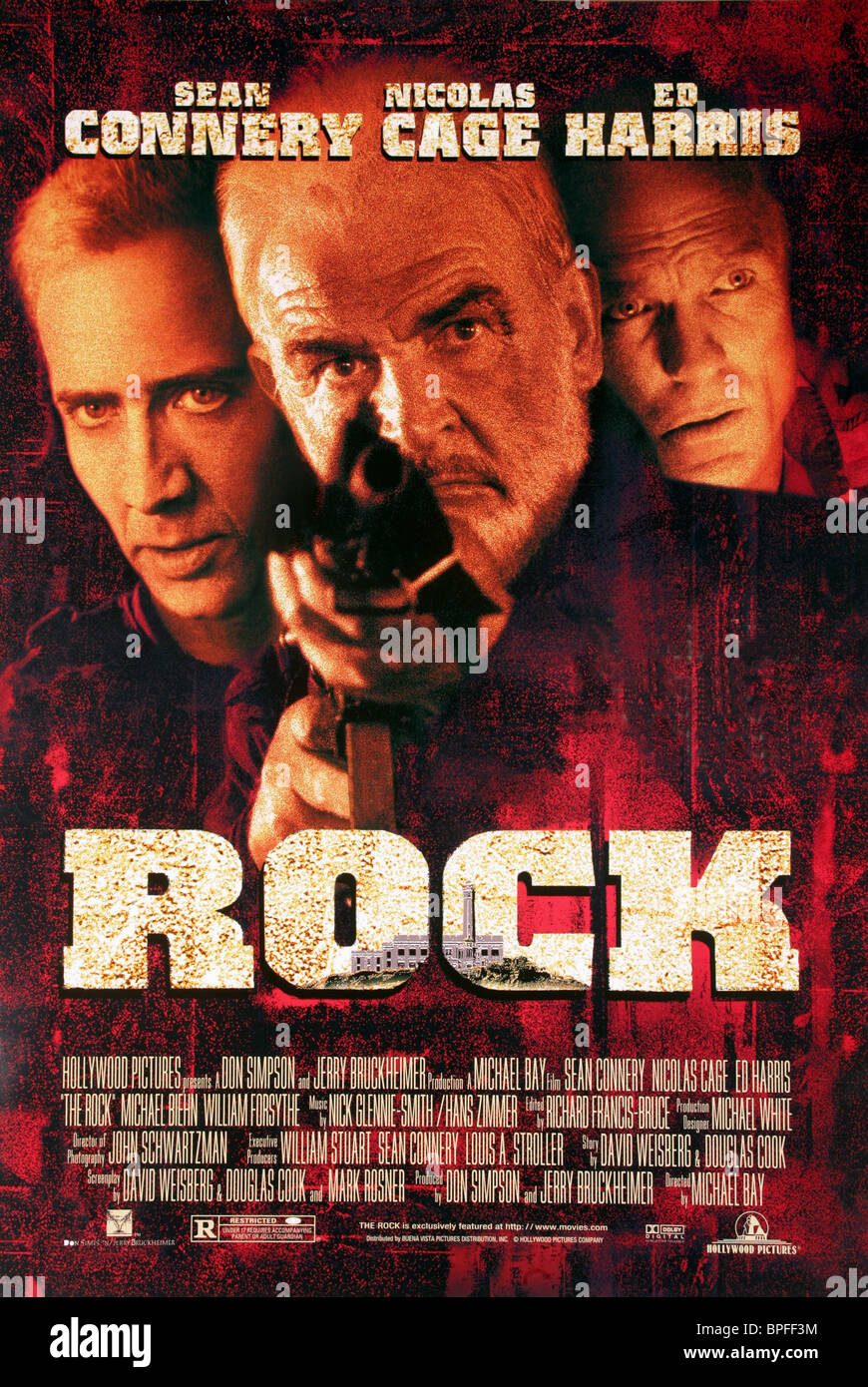 NICOLAS CAGE SEAN CONNERY ED HARRIS POSTER THE ROCK (1996 Stock Photo -  Alamy