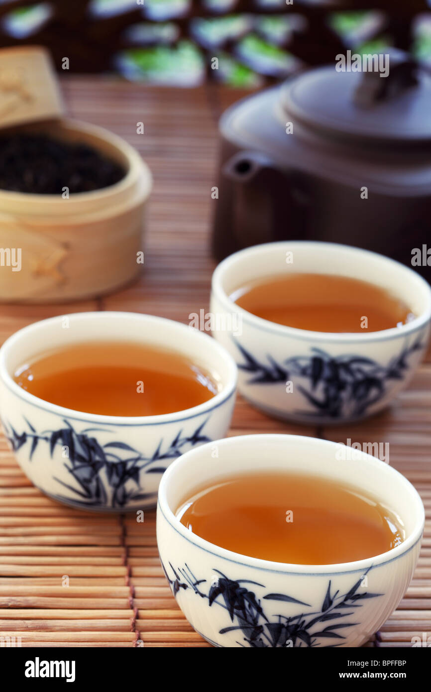 Black tea in a white cup,Closeup. Stock Photo