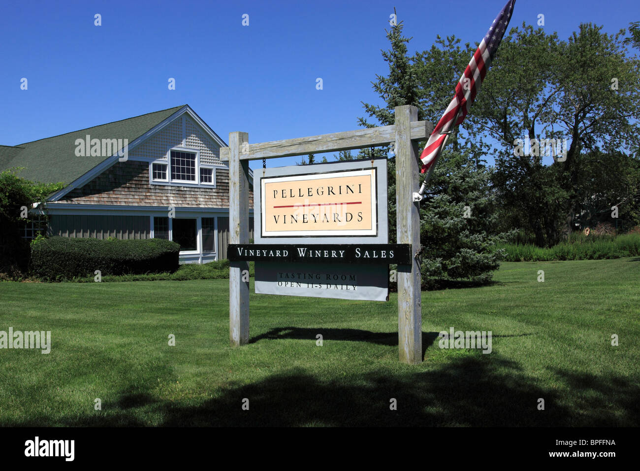 Pellegrini winery and vineyards Cutchogue north fork of eastern Long Island NY Stock Photo