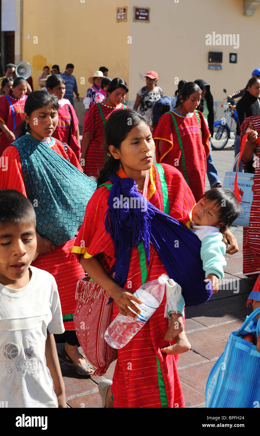 Protesters march to the Zocola in Oaxaca to demand Government reforms