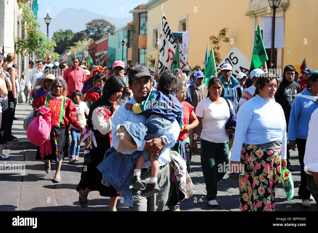 Protesters march to the Zocola in Oaxaca to demand Government reforms