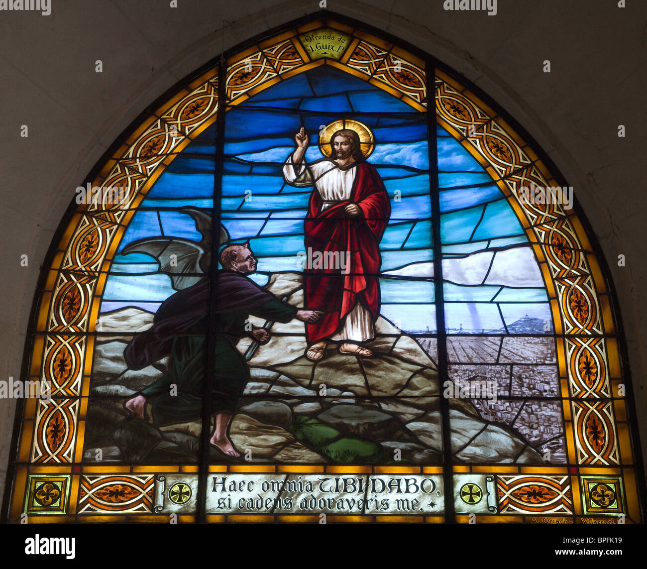 Barcelona - Temptation of Christ - church Sagrad cor de Jesus on Tibidabo Stock Photo