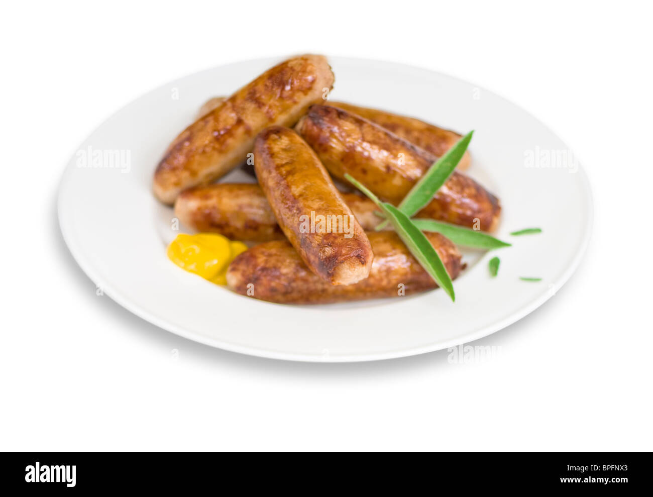 Sausages with mustard. Stock Photo