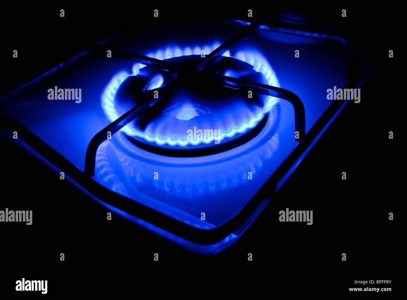 Flame of A gas Cooker Stock Photo