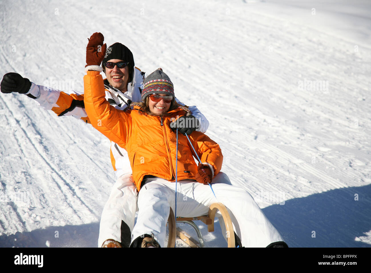 Toboggan Ride, Winter Sports, Austria Stock Photo Alamy