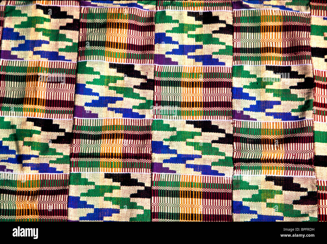 Handwoven kente cloth in Bonwire, Ghana Stock Photo