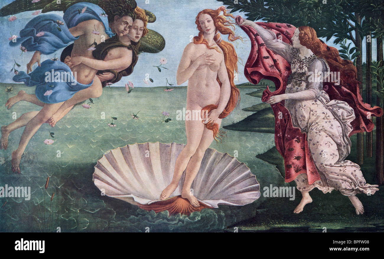 The Birth of Venus by Sandro Botticelli. Stock Photo