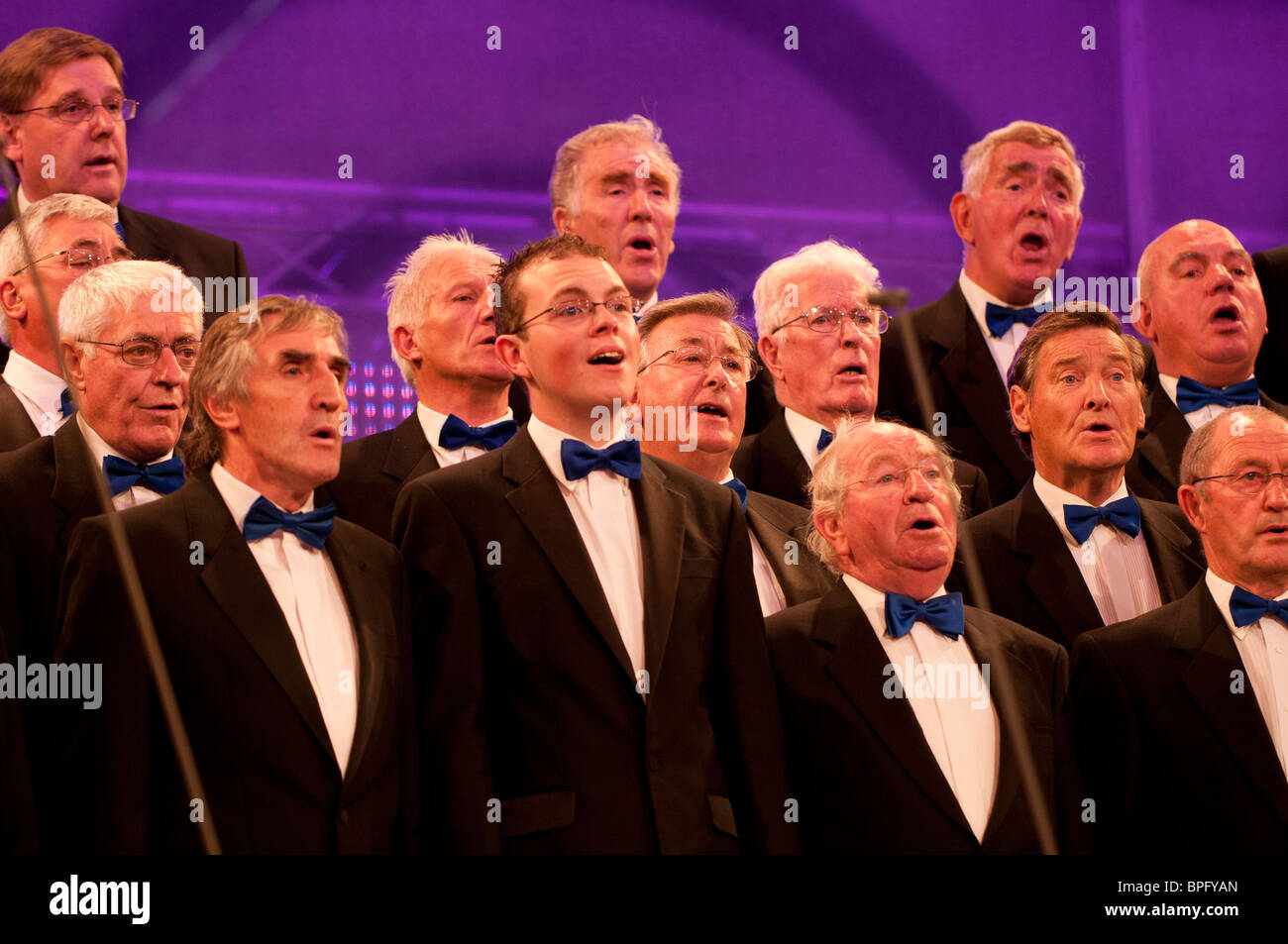 Male voice choir competing at the National Eisteddfod of Wales, Ebbw Vale 2010 Stock Photo