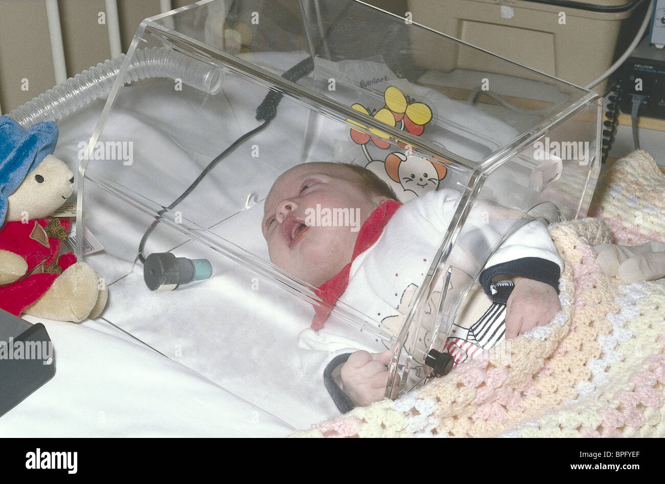 Baby with Bronchiolitis on oxygen therapy Stock Photo Alamy