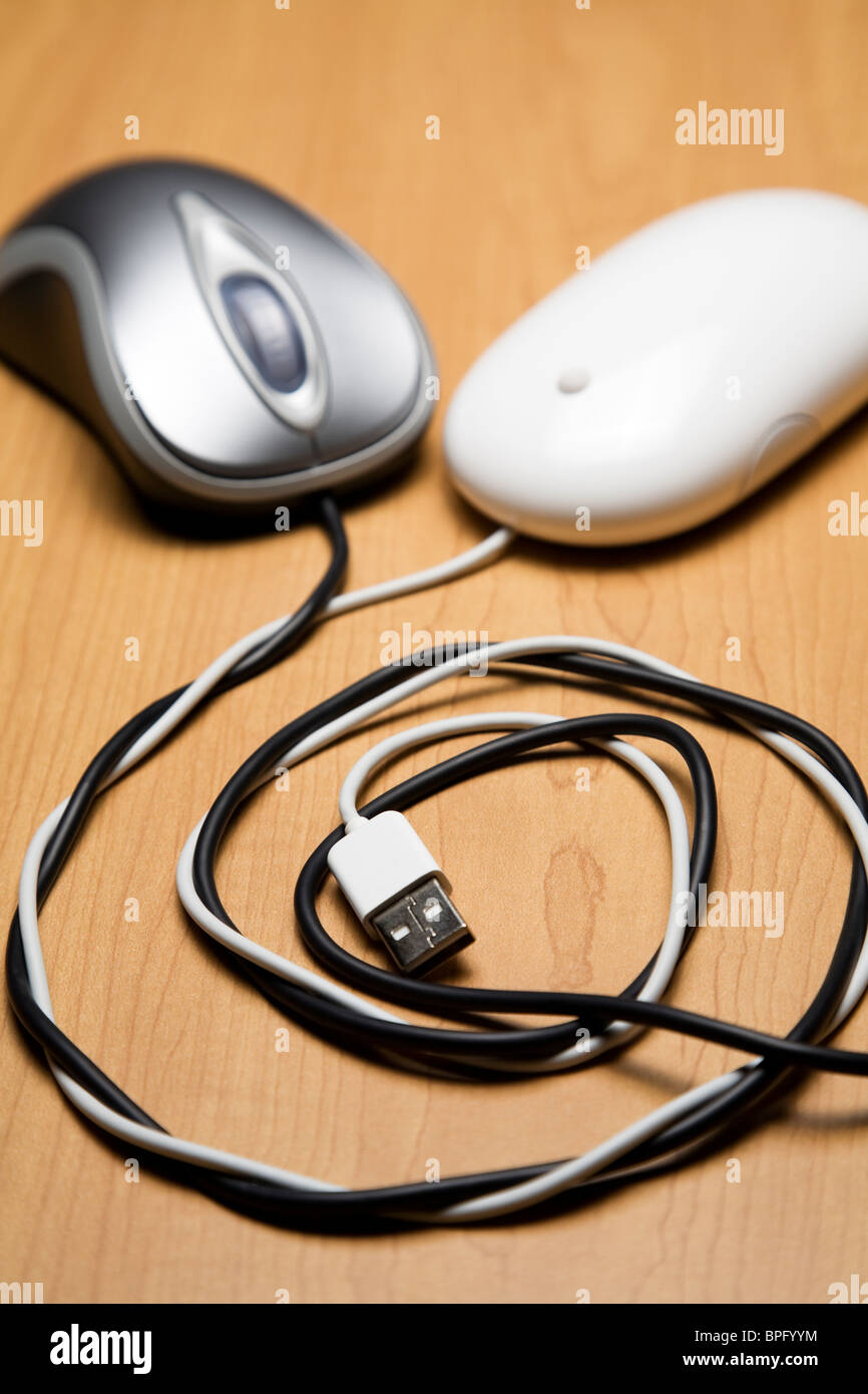 Two computer mouse cords tied together Stock Photo Alamy