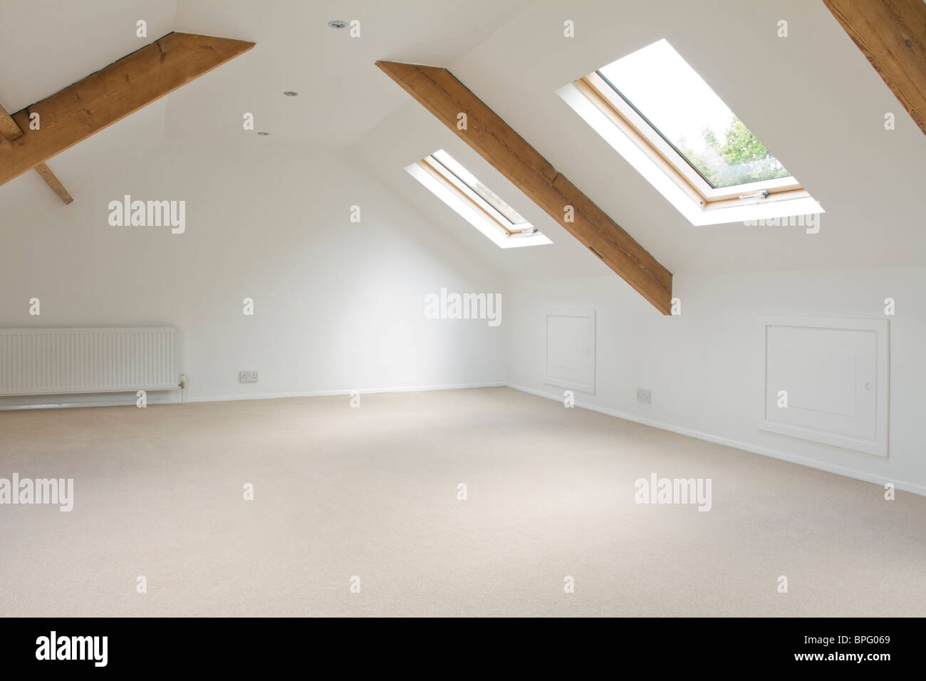 Refurbished and decorated loft in an Edwardian terraced house in Northumberland Stock Photo