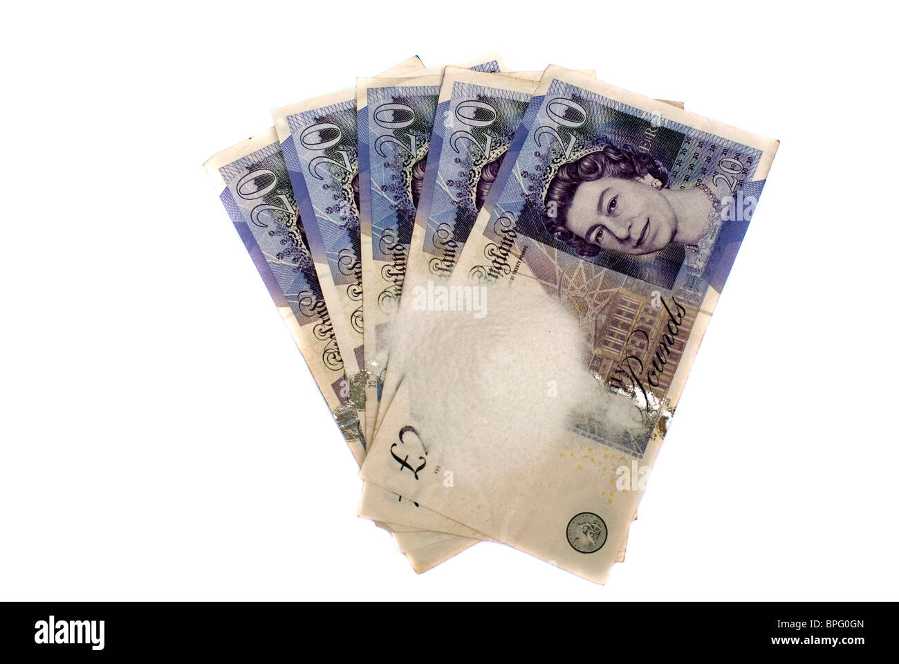 Drug money concept isolated on a white background Stock Photo - Alamy