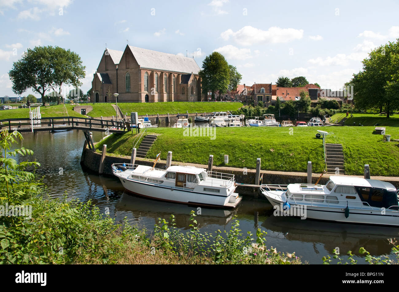 Vollenhove Overijssel Dutch town Netherlands port harbour harbor Stock