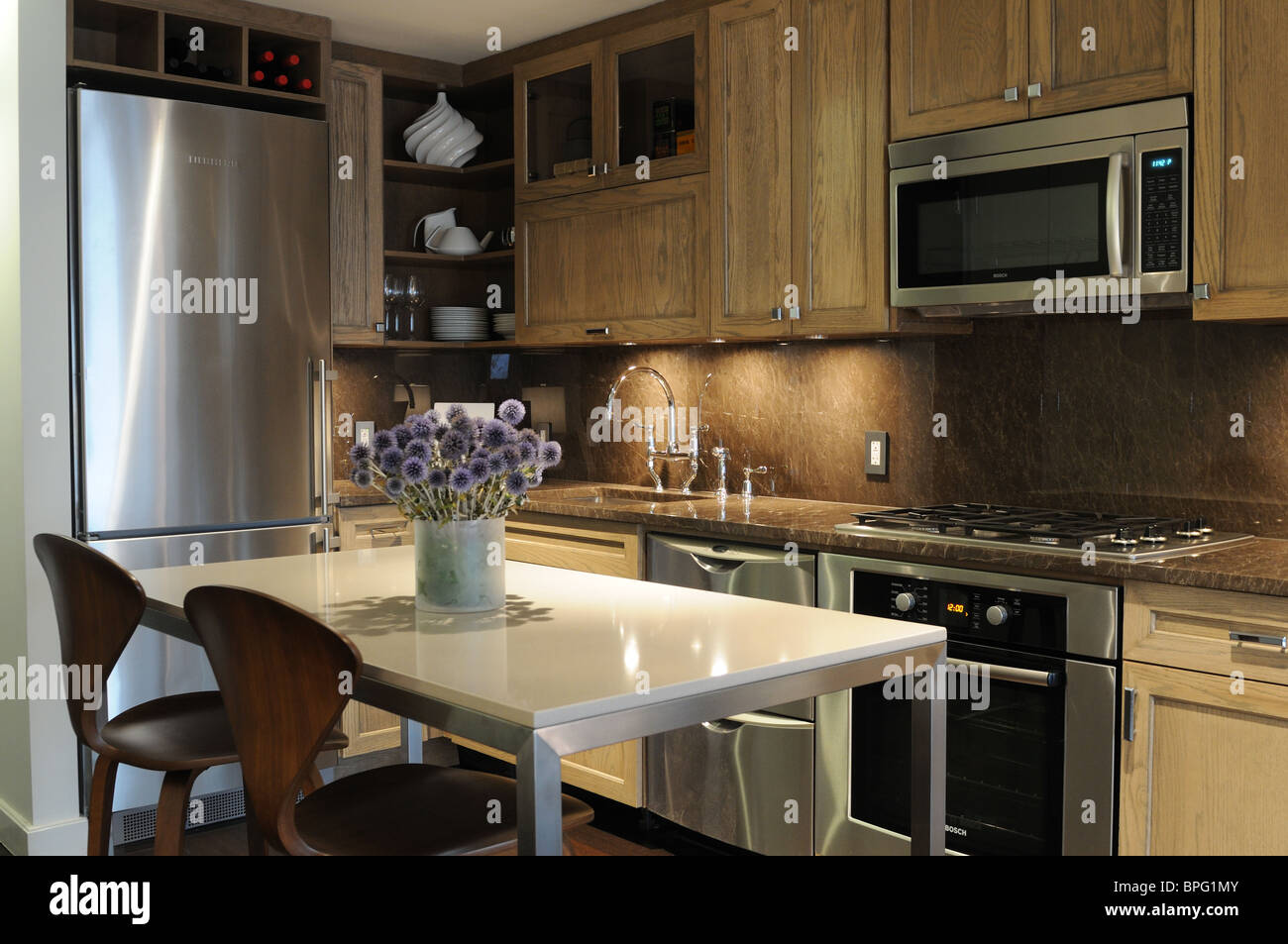 The kitchen in a onebedroom apartment in Battery Park City, a Lower