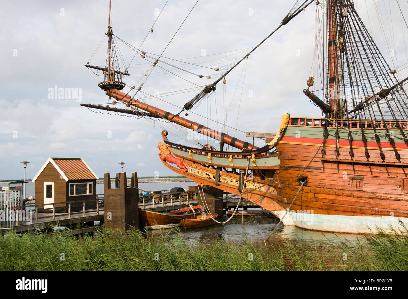Lelystad  Replica Batavia VOC 1628 Boat Sailing Ship Stock Photo
