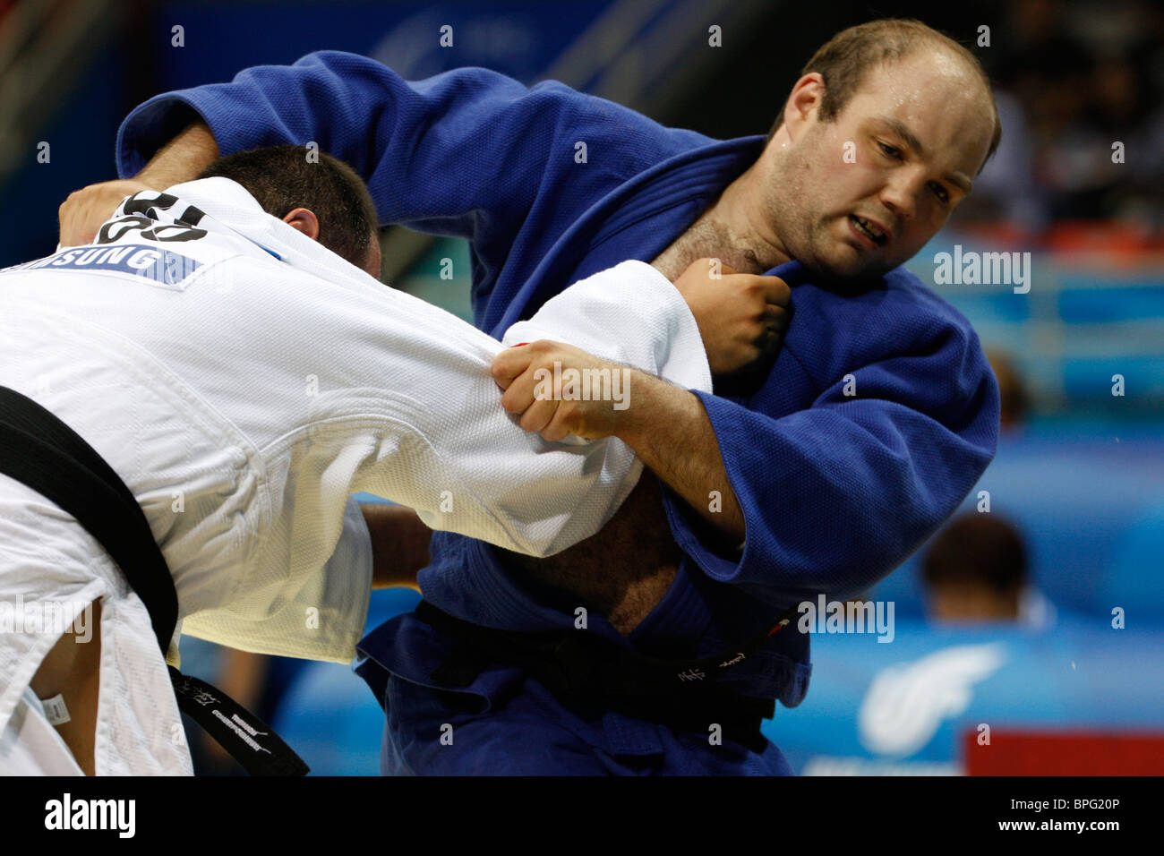 Men's judo competition for visually impaired athletes at the Paralympic Games in Beijing, China Stock Photo