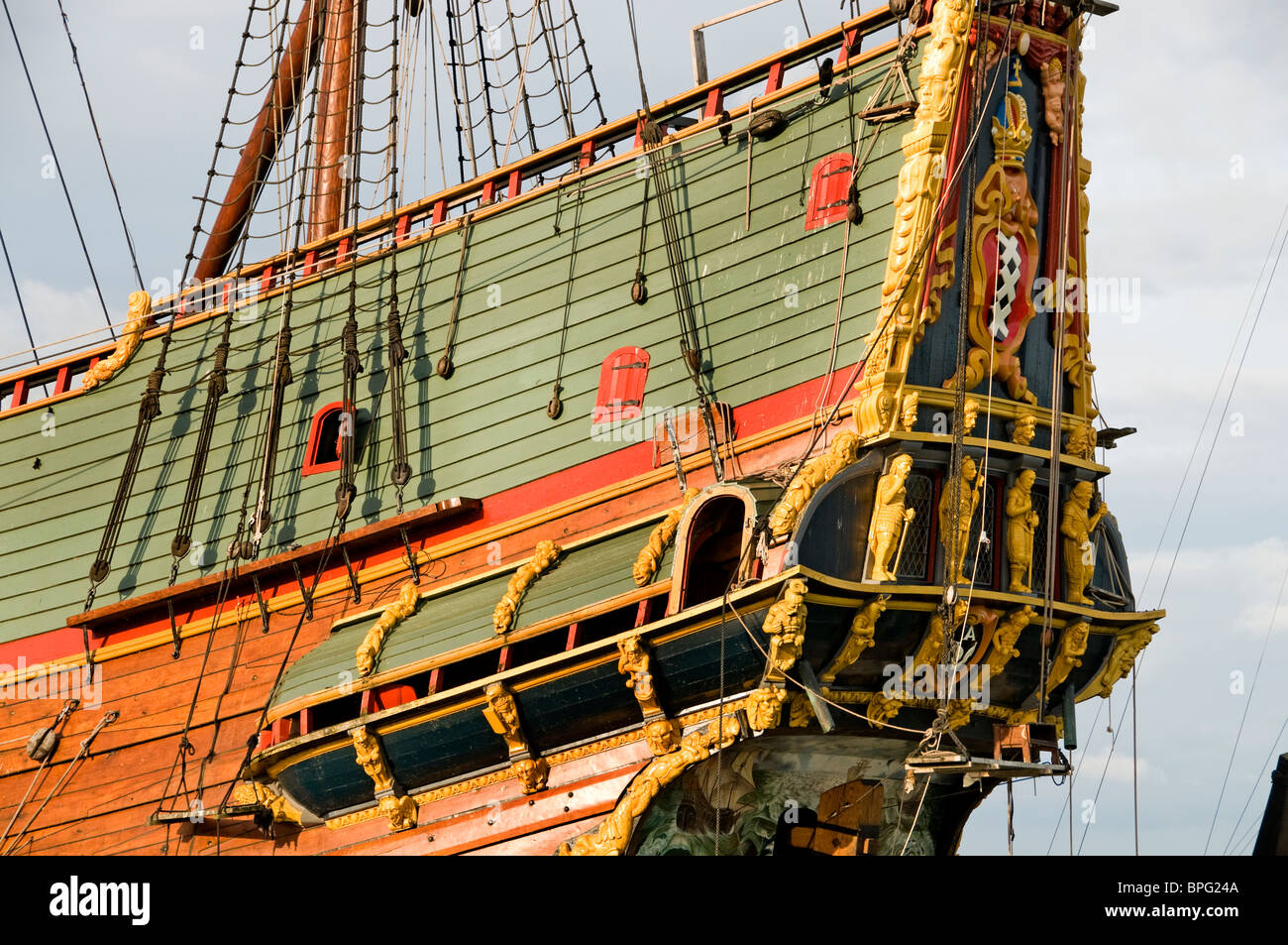 Lelystad  Replica Batavia VOC 1628 Boat Sailing Ship Stock Photo