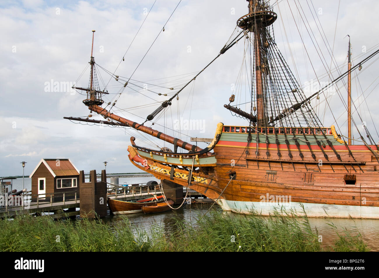 Lelystad  Replica Batavia VOC 1628 Boat Sailing Ship Stock Photo