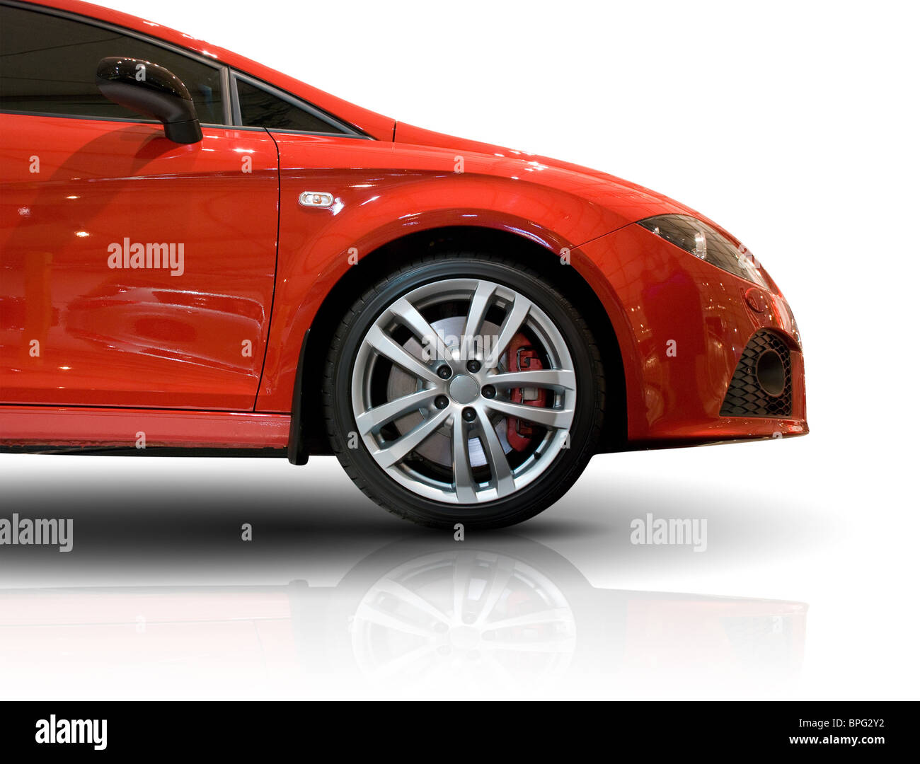 Front part of the new modern shiny red sports car Stock Photo