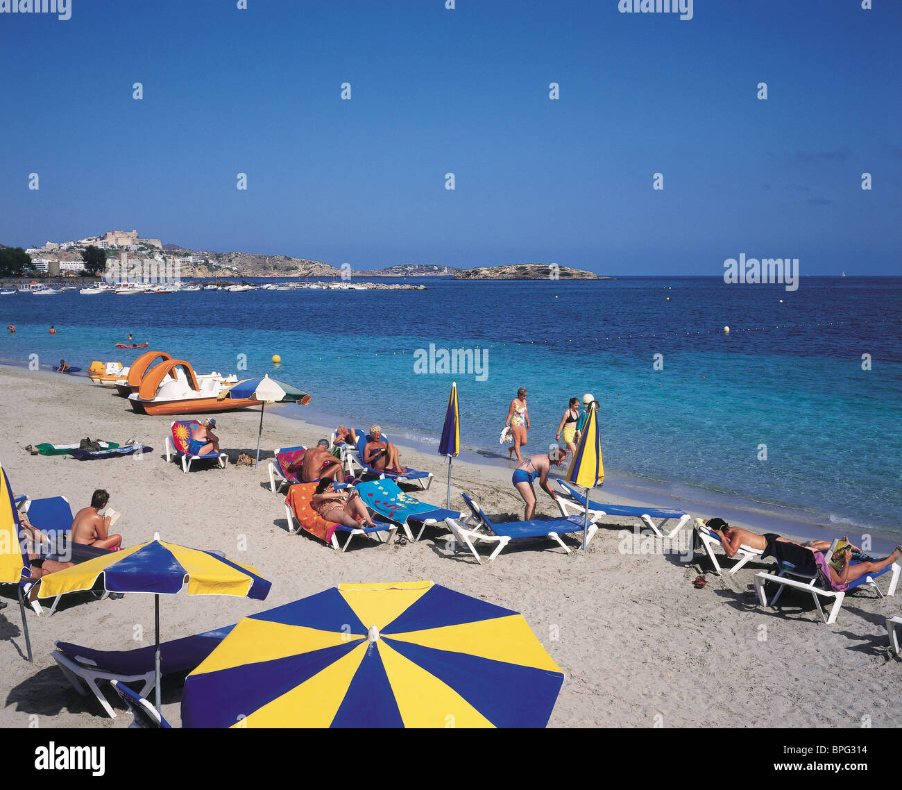 Playa d'en Bossa, Ibiza, Balearic Islands Stock Photo