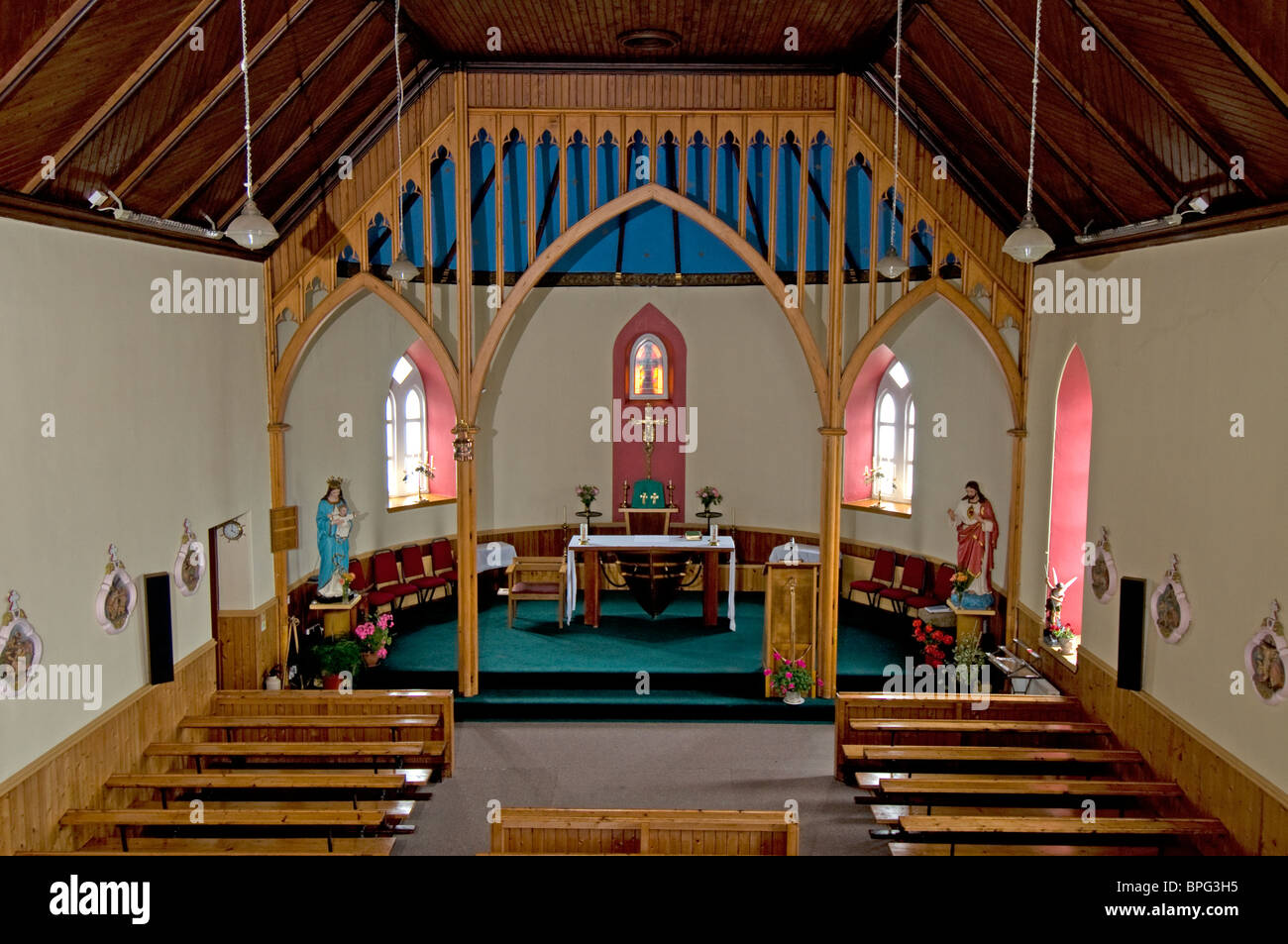 St Michael's RC church interior Eriskay, Outer Hebrides, Western Isles. Scotland.  SCO 6478 Stock Photo