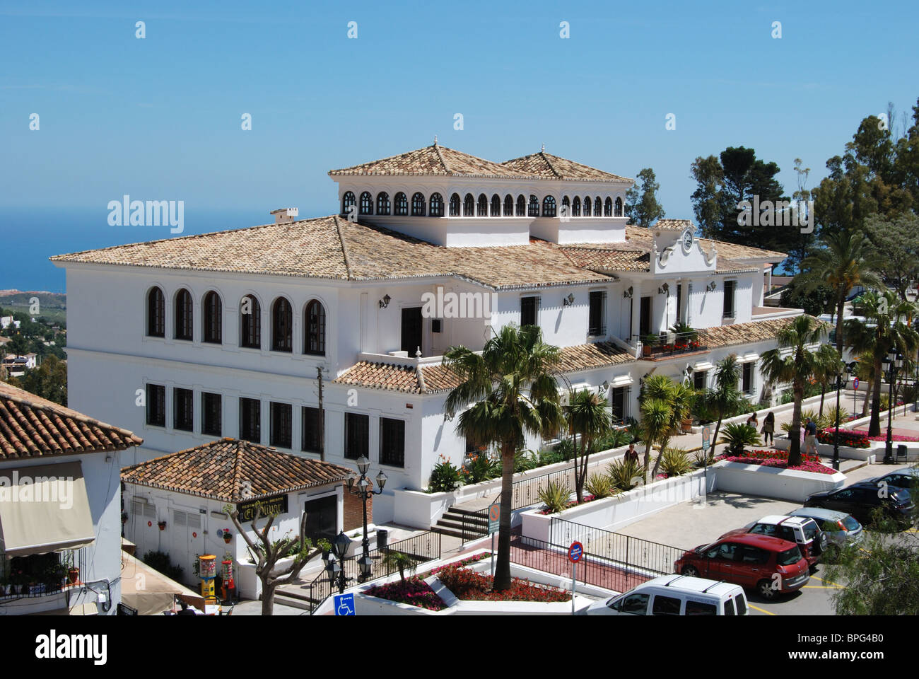 Town hall, Pueblo blanco, Mijas, Costa del Sol, Malaga Province, Andalucia, Spain, Western Europe. Stock Photo