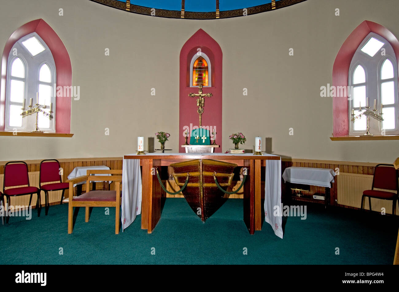 St Michael's RC church interior Eriskay, Outer Hebrides, Western Isles. Scotland.  SCO 6480 Stock Photo