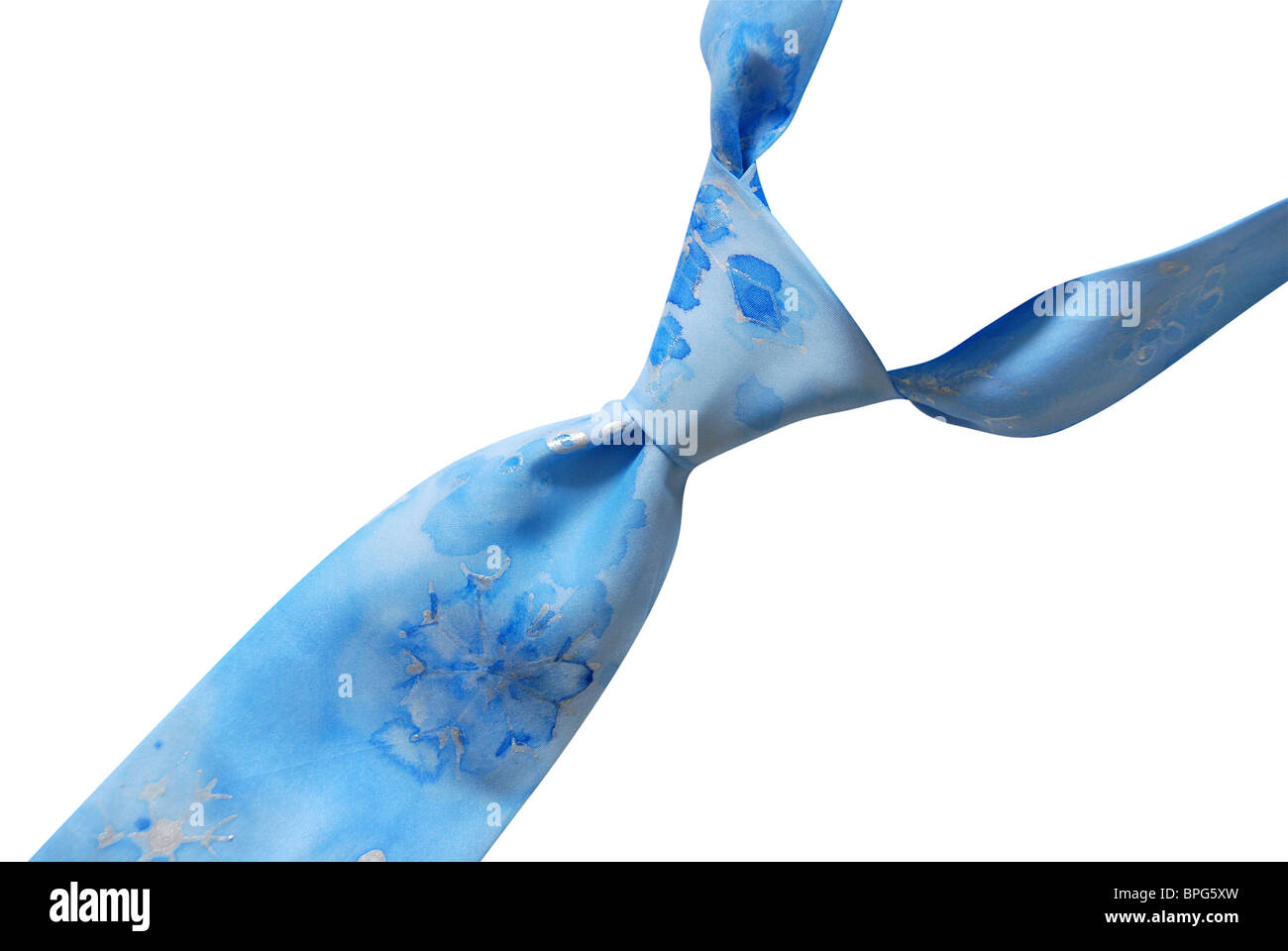 Hand painted blue tie - isolated background Stock Photo