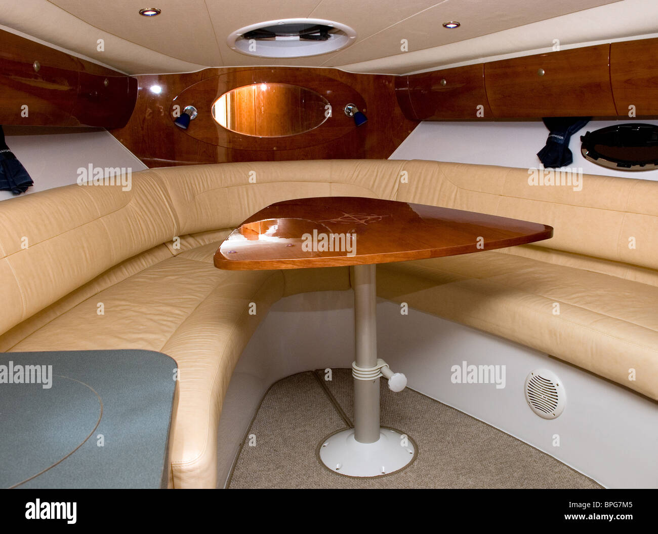 Interior Of A Living Room Of A Small Luxury Motoro Boat