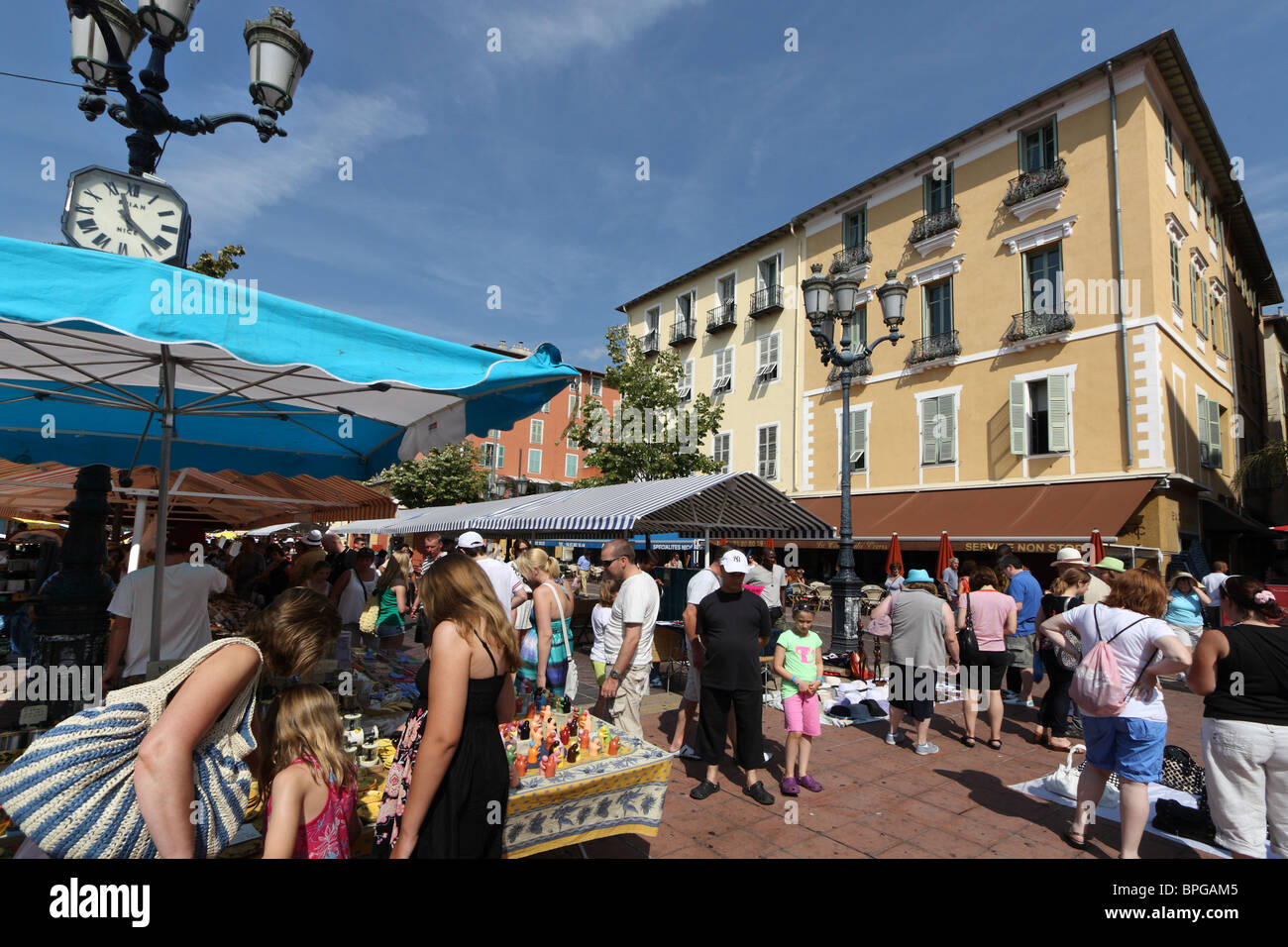 Street Market, Cours Saleya, Nice, Cote d'Azur, France Stock Photo