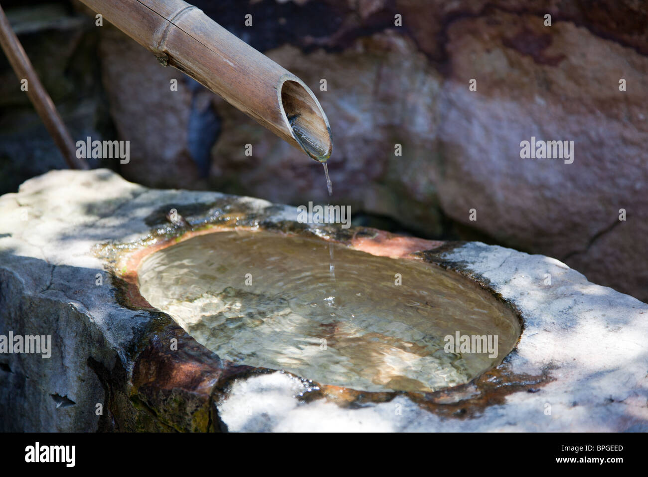 Closeup of fountain in Japanese garden Stock Photo Alamy