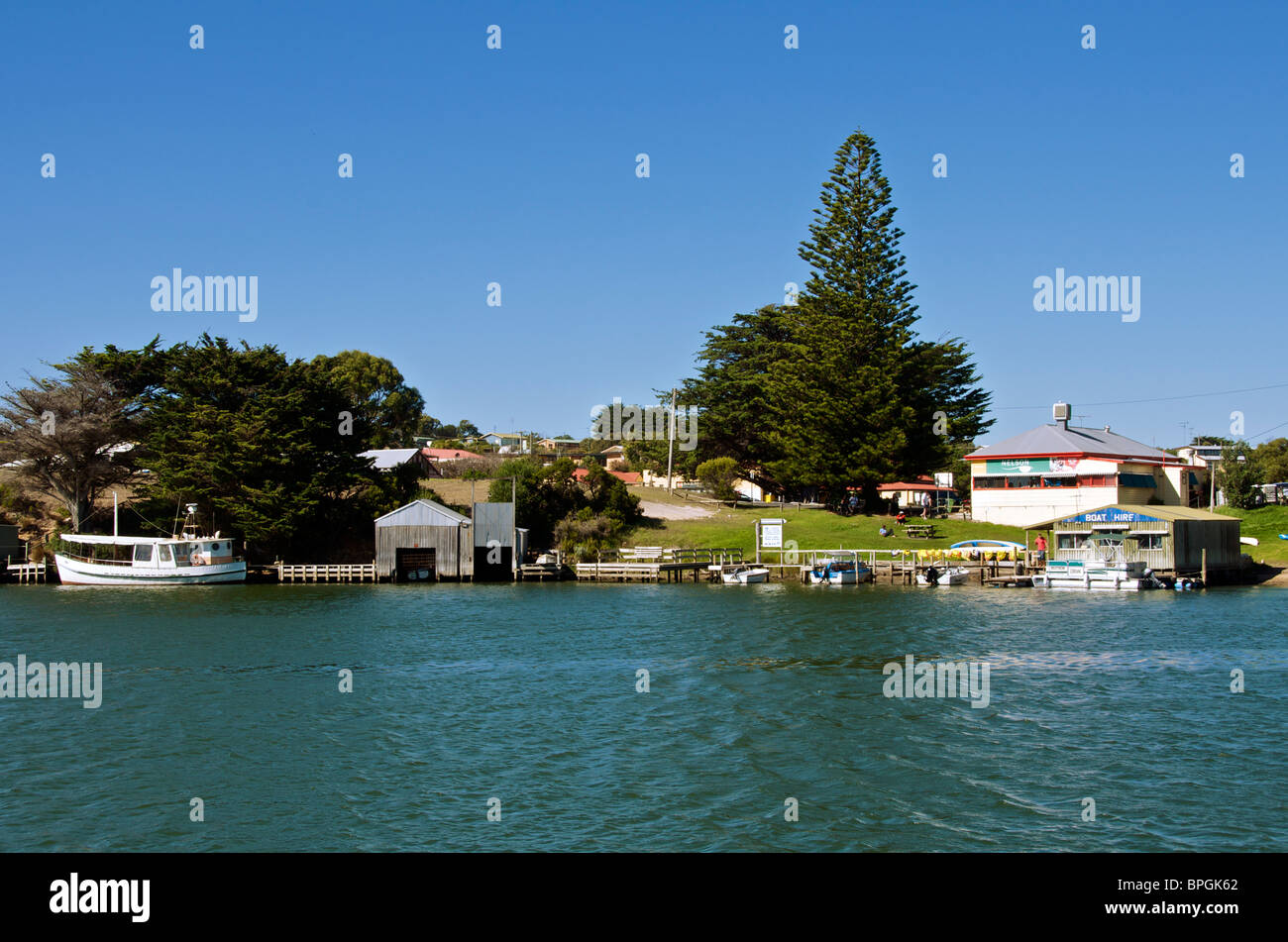 Waterfront on Glenelg River at Nelson Victoria Australia Stock Photo