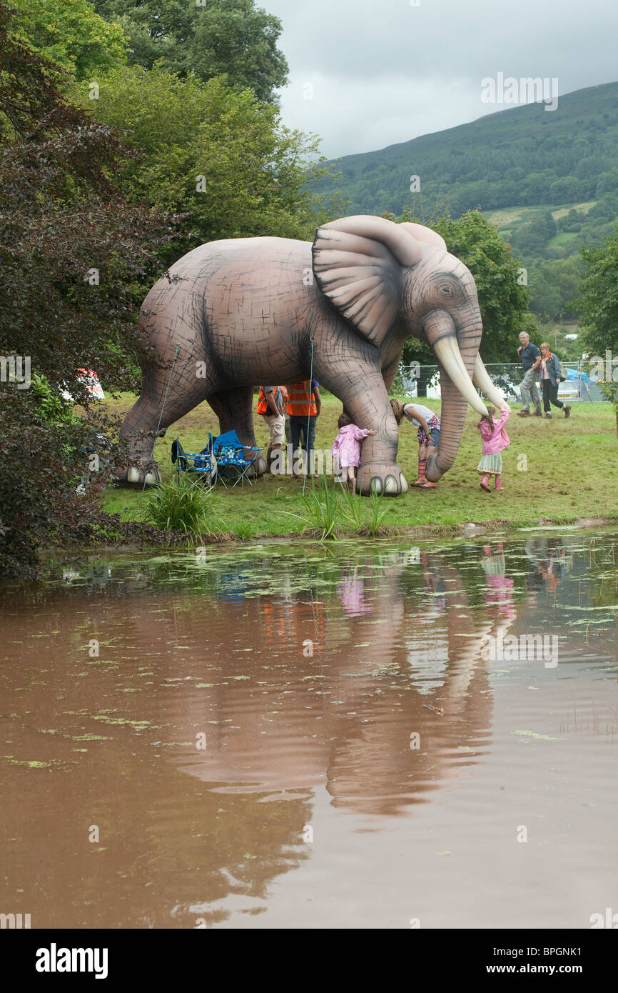 Inflatable elephant at the Green Man festival 2010, Glanusk Park, Brecon Beacons, Wales Stock Photo