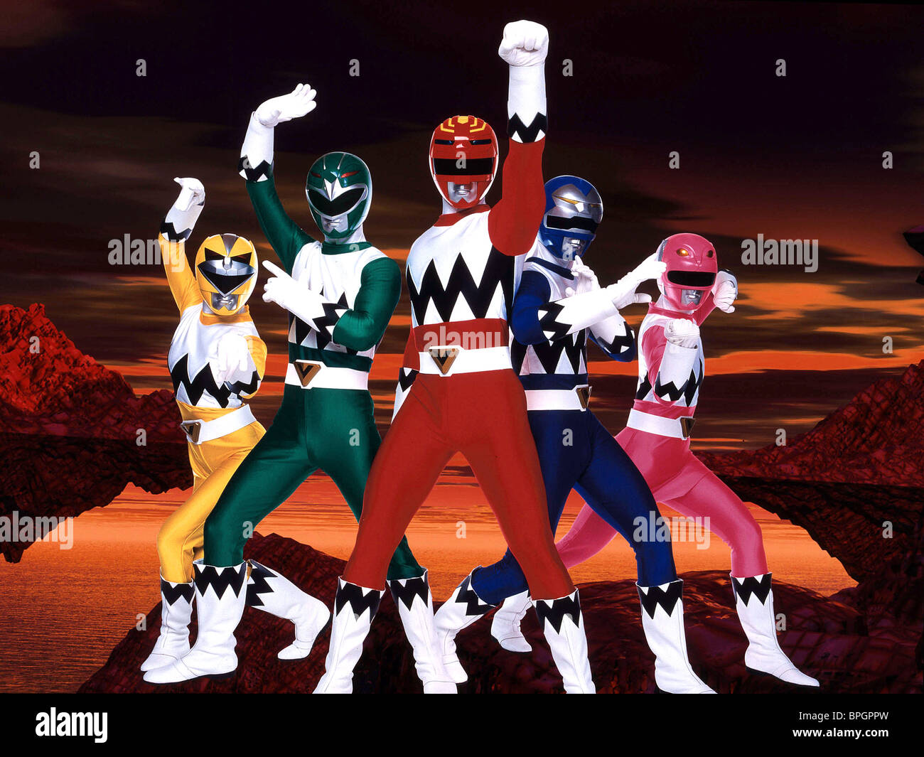 Yellow Galaxy Ranger Green Galaxy Ranger Red Galaxy Ranger Blue Galaxy Ranger Pink Galaxy Ranger Power Rangers Lost Galaxy 1999 Stock Photo Alamy