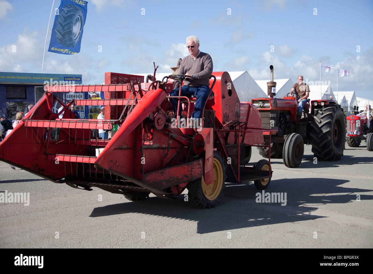Vintage tractor machinery parade at agricultural pembrokeshire County
