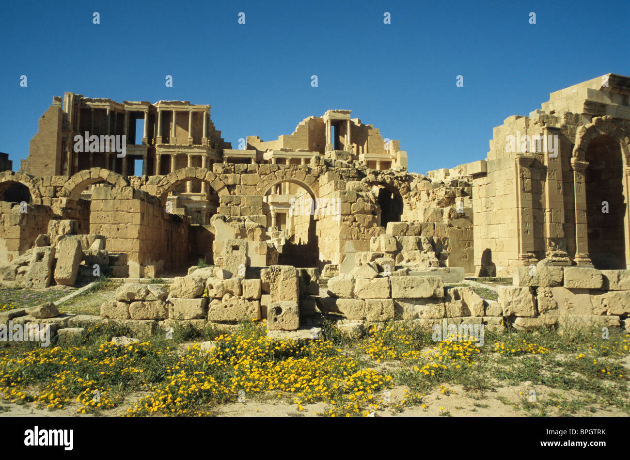 Late 3rd century roman theater, Sabratha, Libya Stock Photo