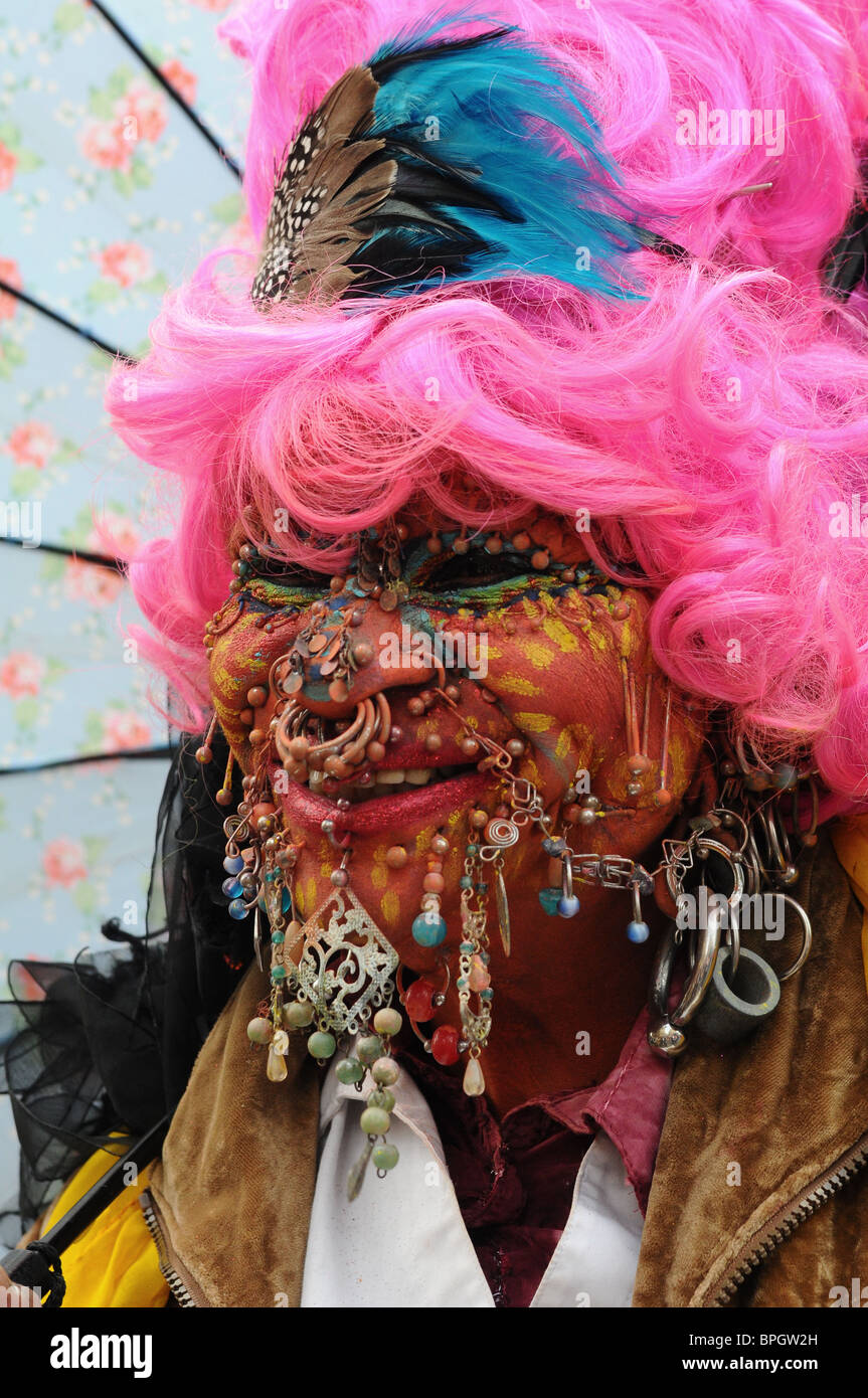Elaine Davidson, world's most pierced woman with 6925 piercings in August 2010 Stock Photo