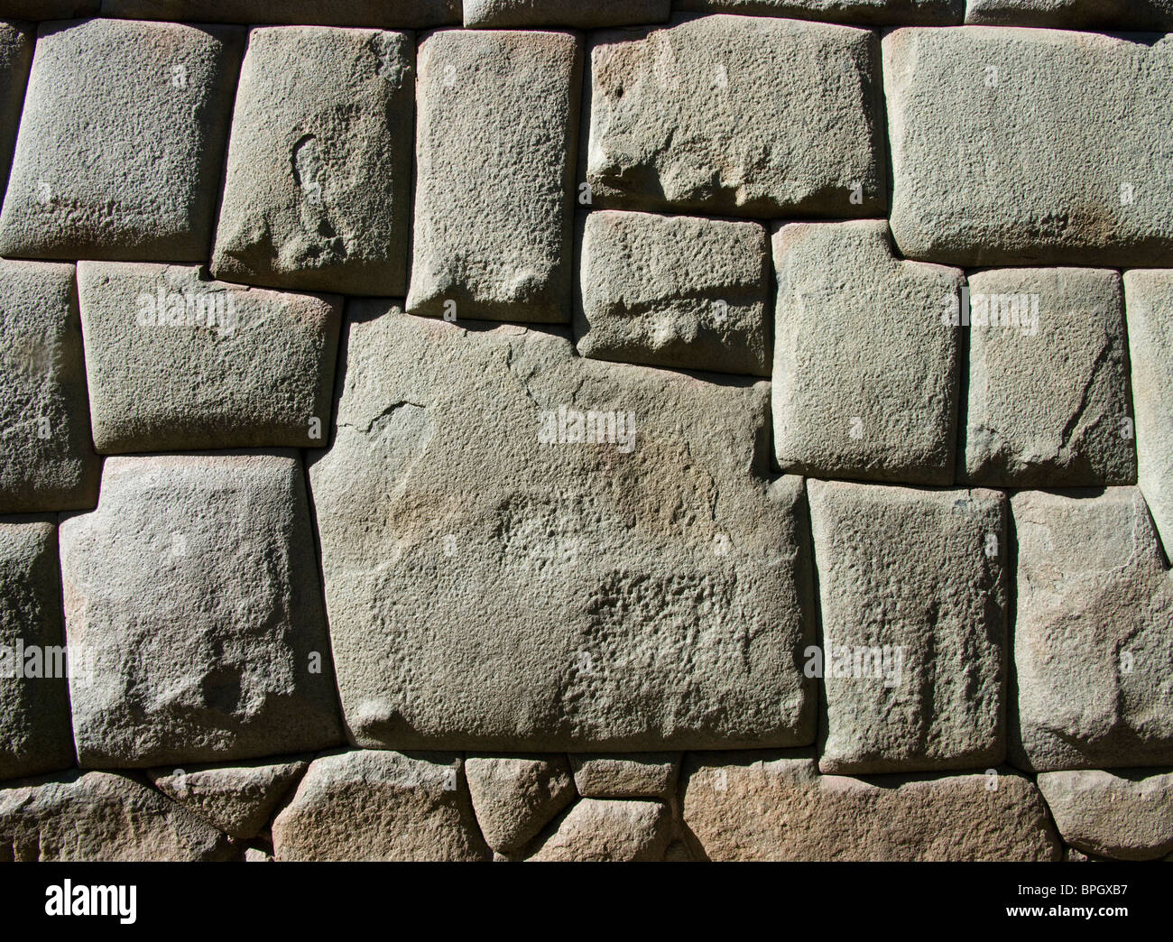 Peru. Cusco. Inca stones. Hatun Rumiyoc street. Stone of twelve angles. Stock Photo