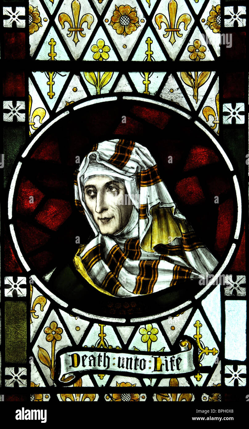 Elizabeth stained glass, St. John the Baptist Church, Belton, Leicestershire, England, UK Stock Photo