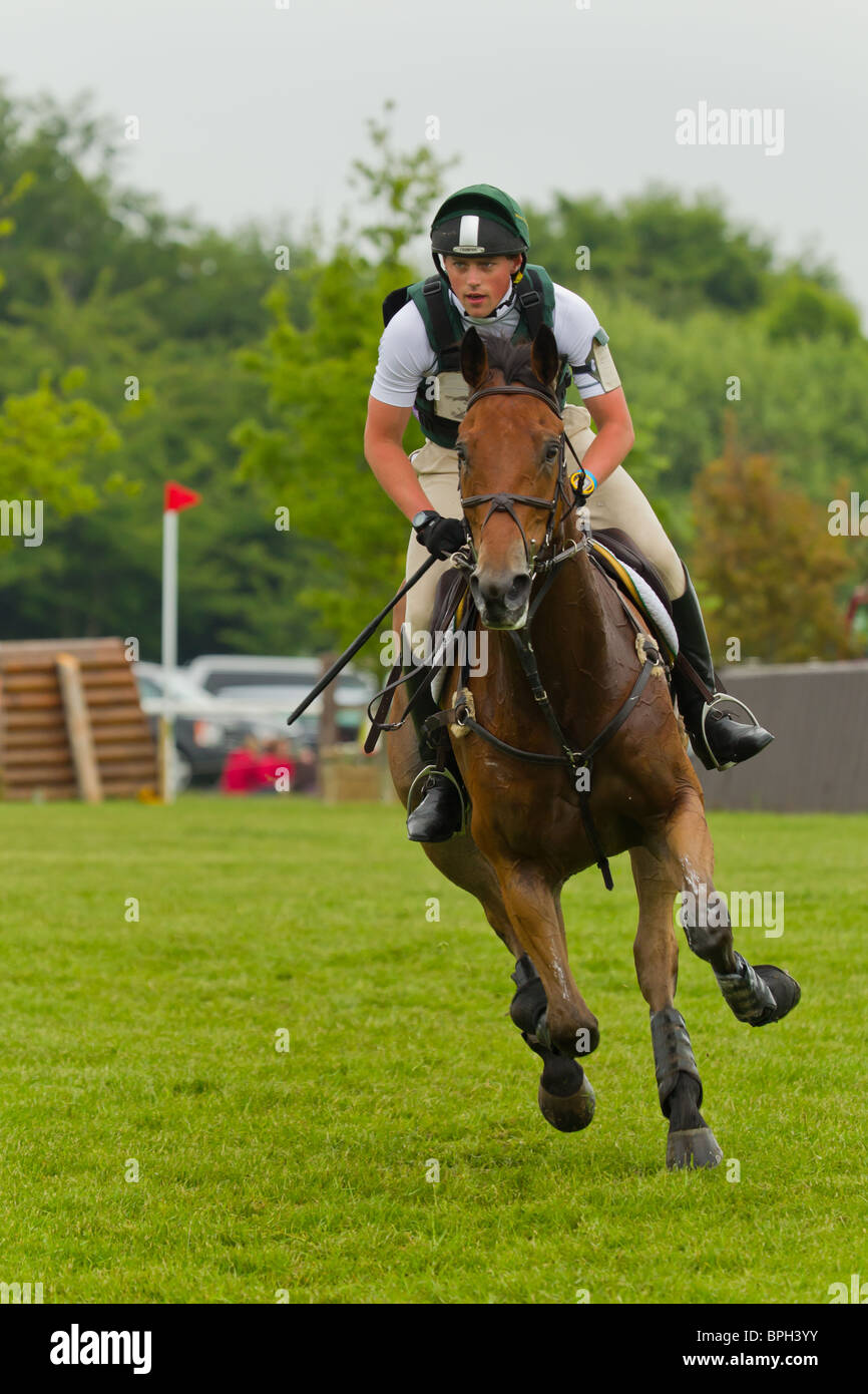Sam Watson competing in the cross country phase of the three day event at Tattersalls 2010. Stock Photo
