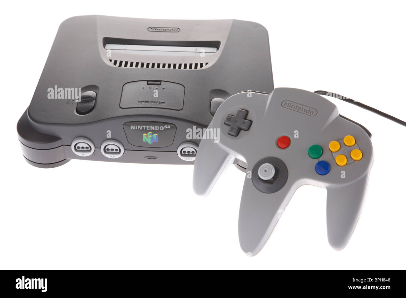 original nintendo 64 n64 console and controller with rumble pak Stock Photo