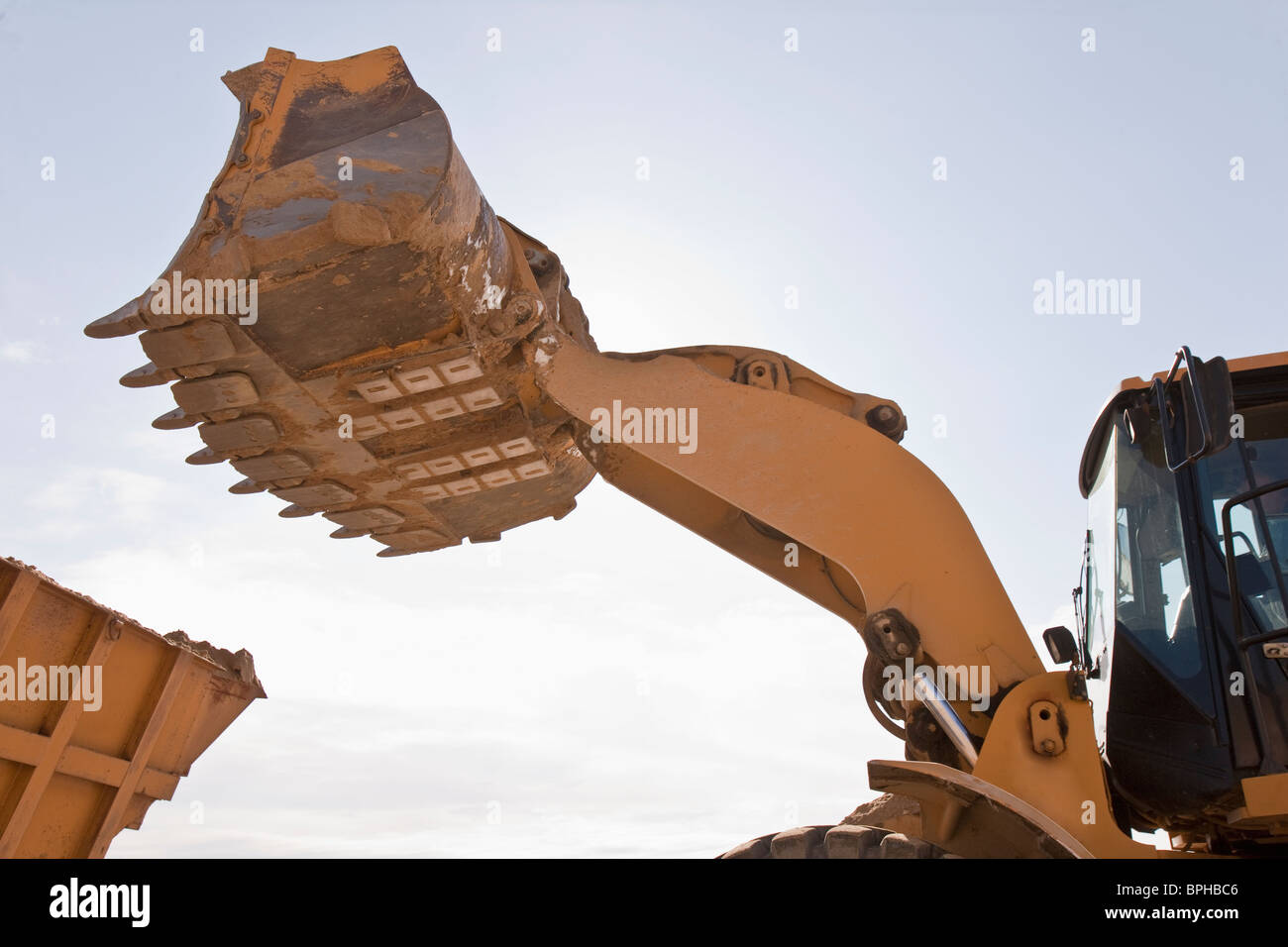 Front end loader at a construction site, Plymouth, Massachusetts, USA Stock Photo