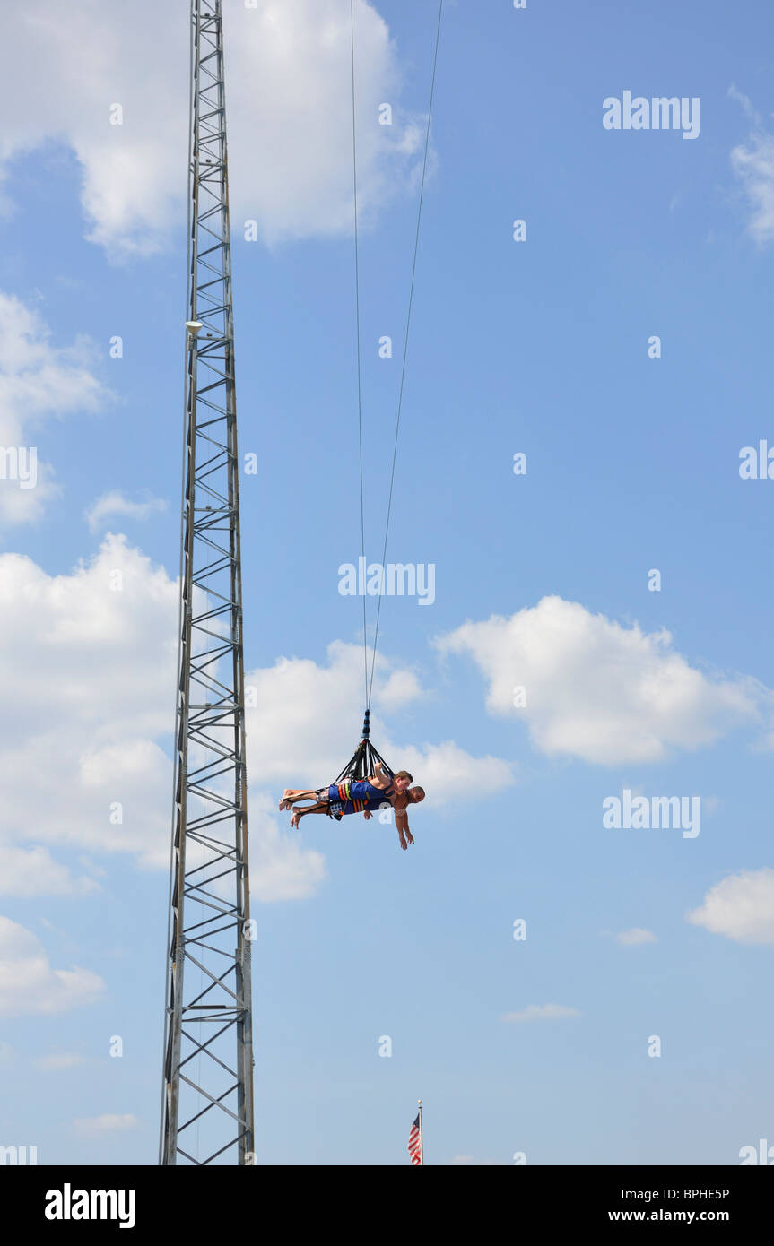 Sky coaster swing at Hurricane Harbor waterpark , Six Flags Over Texas  amusement park, Arlington, TX, USA Stock Photo - Alamy