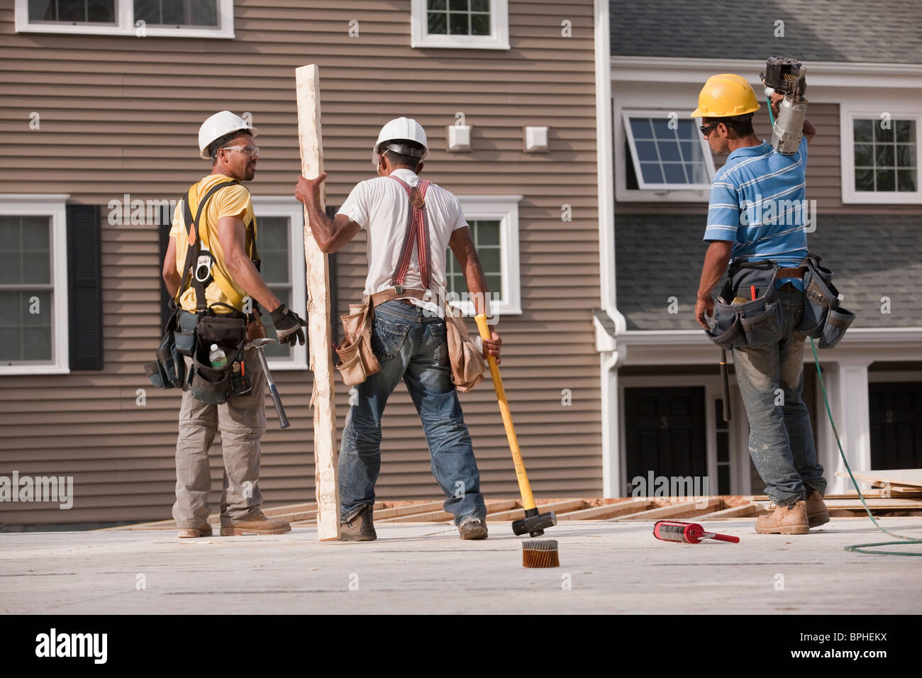 Carpenters working at a construction site