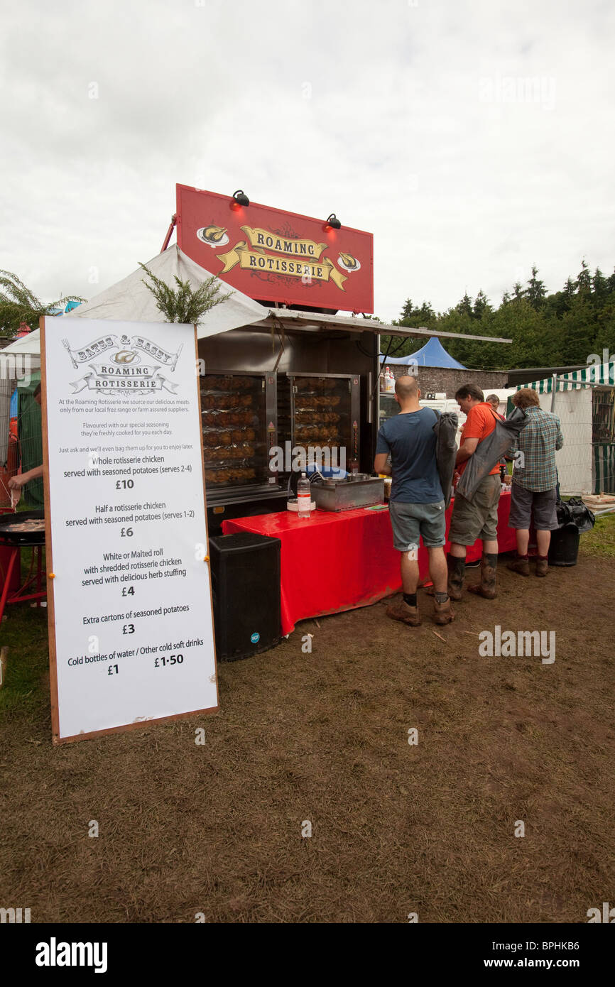 Food stalls at the Green man festival 2010, Glanusk park, Brecon Beacons, Wales, United Kingdom Stock Photo