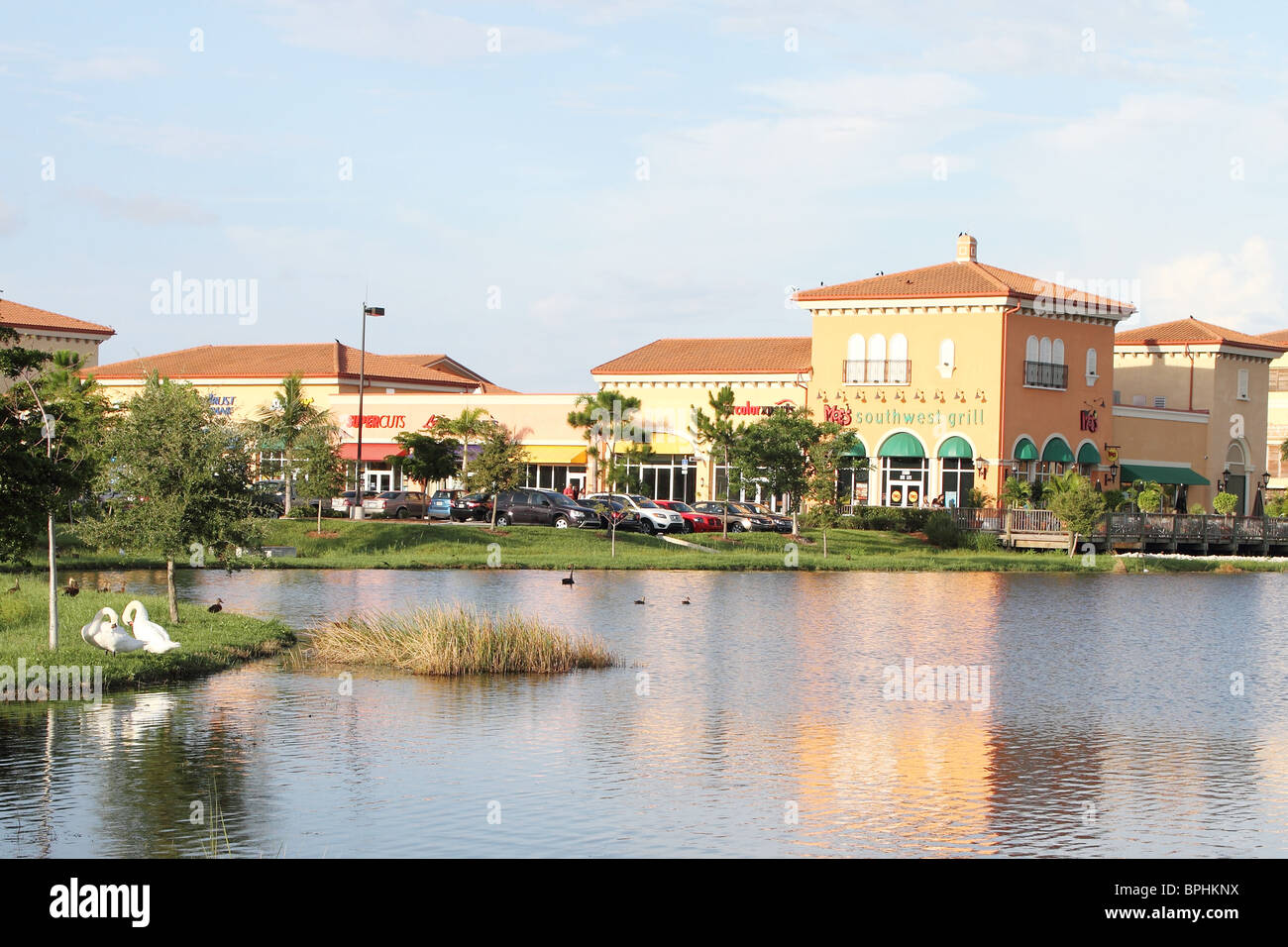 A beautiful new upscale shopping center Stock Photo