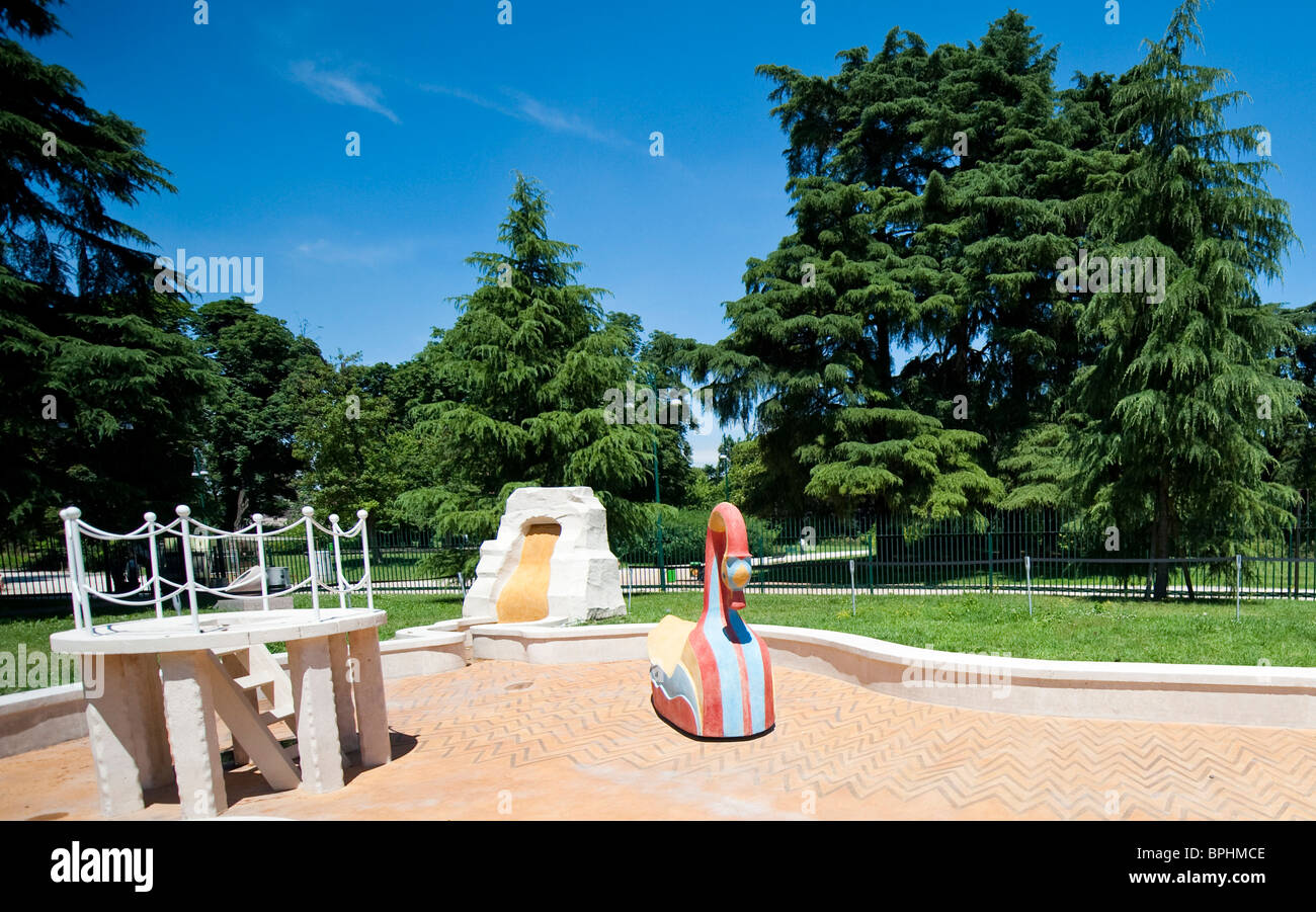 Installations in the gardens at  Fondazione La Triennale  Milan Italy Stock Photo