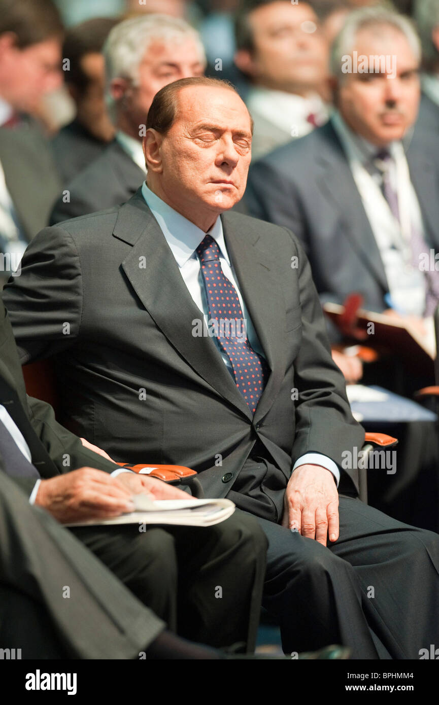 Silvio Berlusconi attends the Economic and Financial Forum for the Mediterranean 2010 Milan Italy Stock Photo