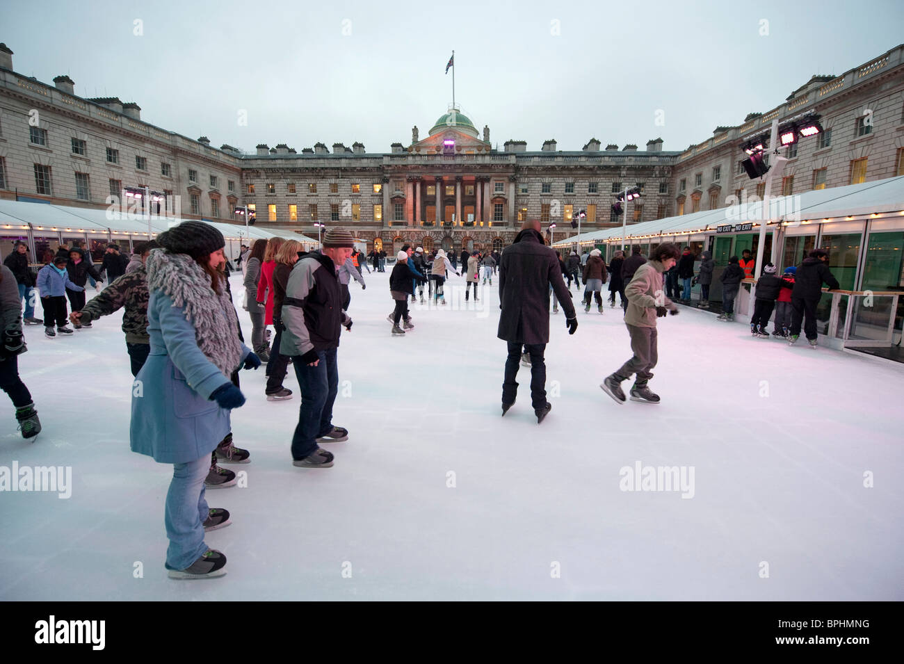 Skaters on the ice rink at Somerset House London UK Stock Photo - Alamy