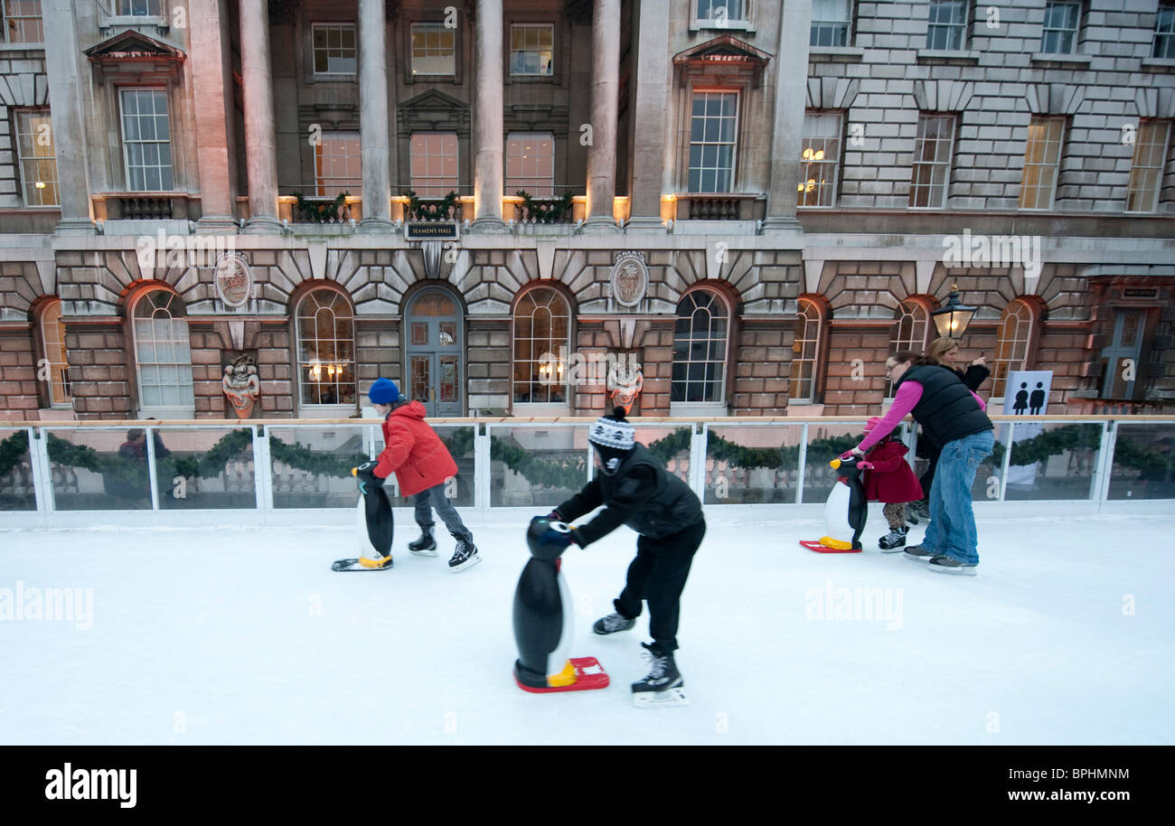 Skaters on the ice rink at Somerset House London UK Stock Photo - Alamy